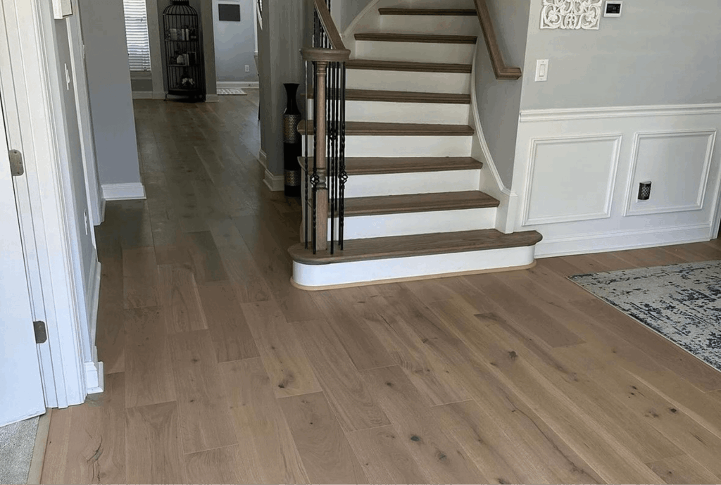 entry way with stairs hardword floors nc
